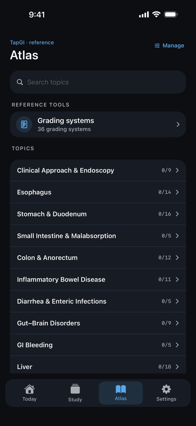 The searchable GI Atlas and grading systems