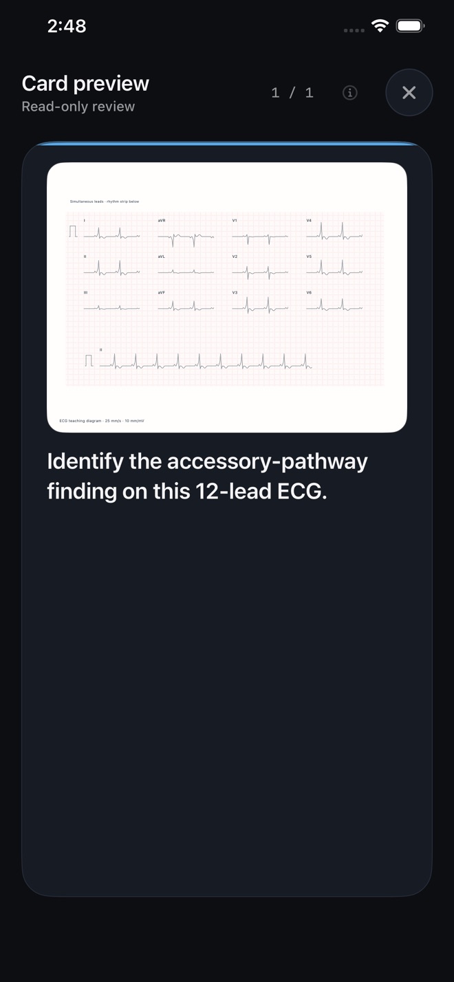 An illustrated ECG review card in TapIM